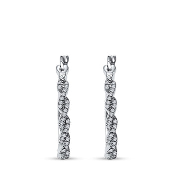 Infinity Twisted Design Simulated Cubic Zirconia Round Hoop Earrings 925 Sterling Silver(3MMX22MM)